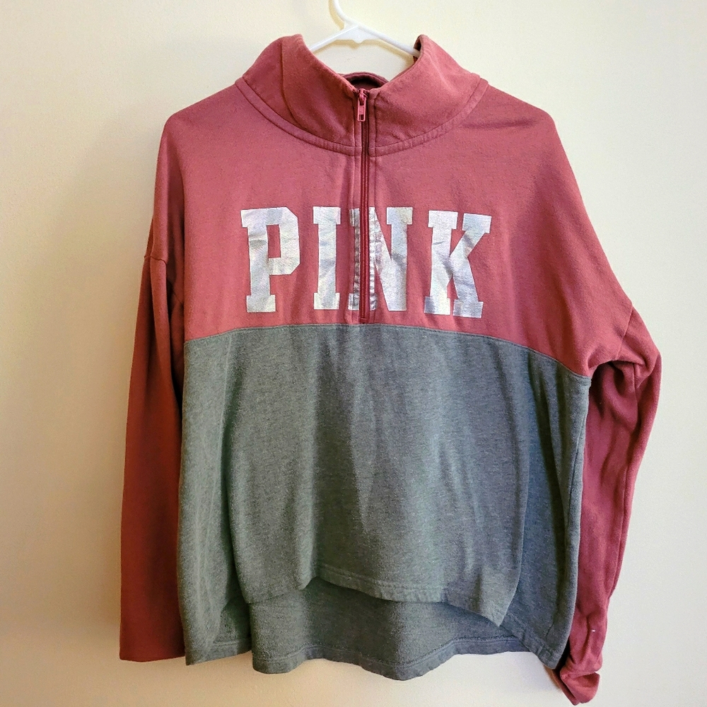 EUC PINK grey & pink half zip